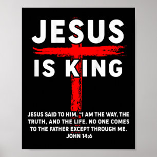 Jesus Is King Men Women Christian Cross Boy Toddle Poster