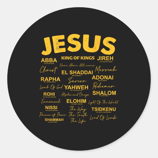 Jesus Is King Names Of God Hebrew Jesus Christian  Classic Round Sticker (Front)