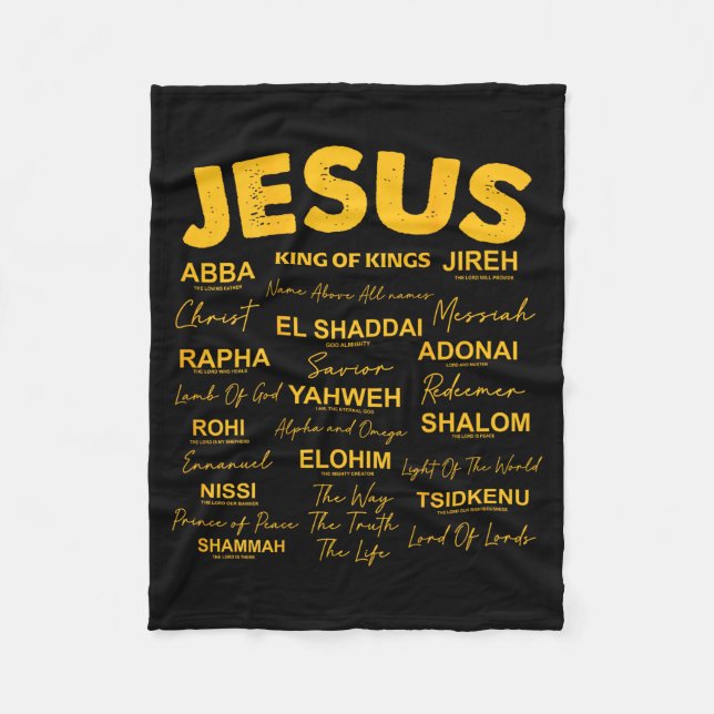 Jesus Is King Names Of God Hebrew Jesus Christian  Fleece Blanket (Front)