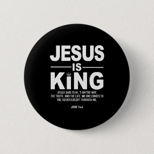 Jesus Is King Religious Faith God Christian Men Wo 6 Cm Round Badge