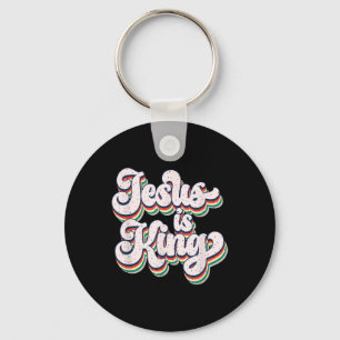 Jesus Is King Retro Faith Statement Design  Key Ring