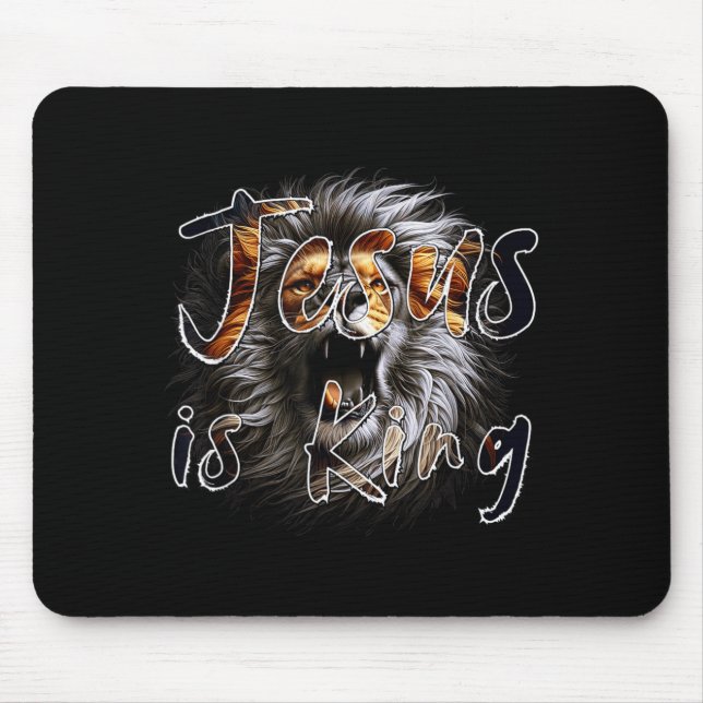 Jesus Is King, The Lion Of Judah Striking Christia Mouse Mat (Front)
