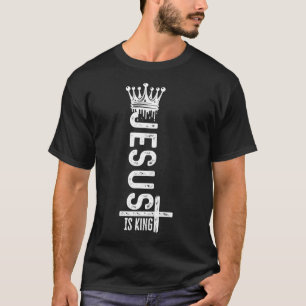 Jesus Is King White Vintage Christian Text T-Shirt