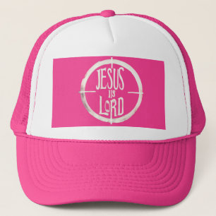 Jesus is Lord Pink Logo Trucker Hat