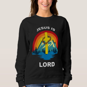Jesus Is Lord Sunset Cross Crown Of Thorns Christi Sweatshirt