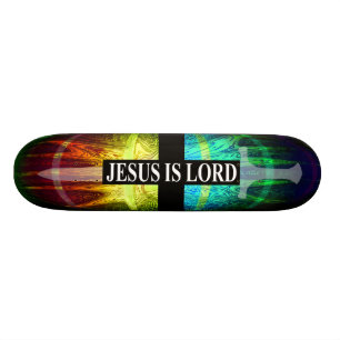 Jesus is Lord Sword Cross Skateboard