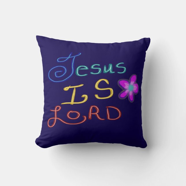 Jesus is LORD with Pink Flower Cushion (Front)