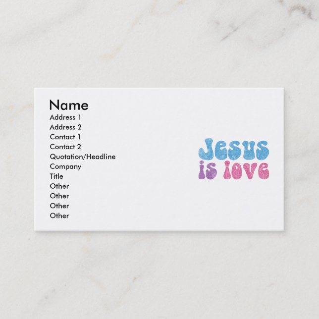 Jesus Is Love Business Card (Front)