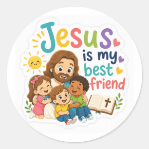 Jesus Is My Best Friend Classic Round Sticker
