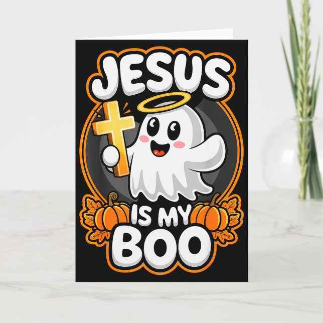 Jesus Is My Boo Christian Faith Fall-o-ween Cute G Card (Front)