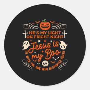 Jesus Is My Boo Christian Halloween Ghost Pumpkin  Classic Round Sticker