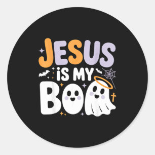 Jesus Is My Boo Cute Christian Halloween Ghost Fun Classic Round Sticker