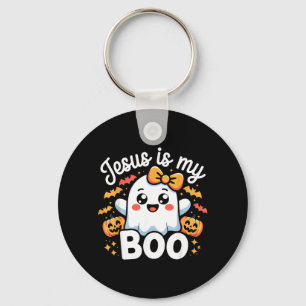 Jesus is My Boo Cute Ghost Halloween Design Key Ring