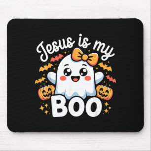 Jesus is My Boo Cute Ghost Halloween Design Mouse Mat