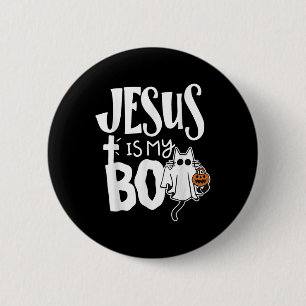 Jesus Is My Boo - Funny Spooky Cat Christian Hallo 6 Cm Round Badge