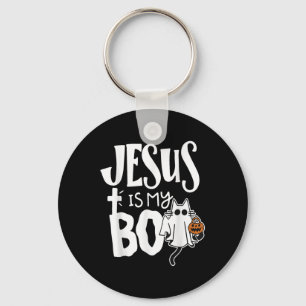 Jesus Is My Boo - Funny Spooky Cat Christian Hallo Key Ring