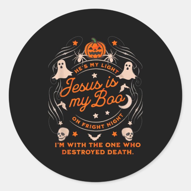 Jesus Is My Boo Soky Christian Funny Halloween  Classic Round Sticker (Front)