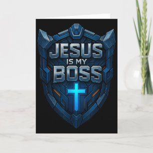 Jesus Is My Boss Christian Shield Superhero _3 Card