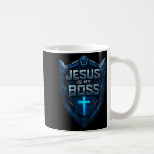 Jesus Is My Boss Christian Shield Superhero _3 Coffee Mug