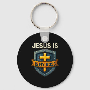 Jesus Is My Boss Christian Shield Superhero _4 Key Ring