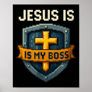Jesus Is My Boss Christian Shield Superhero _4  Poster