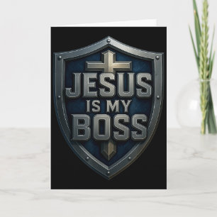 Jesus Is My Boss Christian Shield Superhero _6 Card