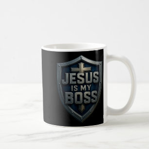 Jesus Is My Boss Christian Shield Superhero _6  Coffee Mug