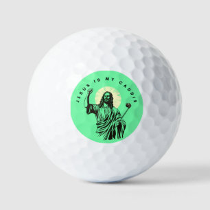 Jesus Is My Caddie Christian Humor Funny Green Golf Balls