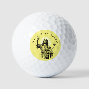 Jesus Is My Caddie Christian Humour Funny Yellow Golf Balls