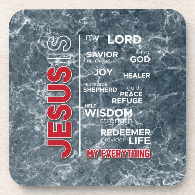 Jesus is my Everything Word Cloud Coaster (Front)
