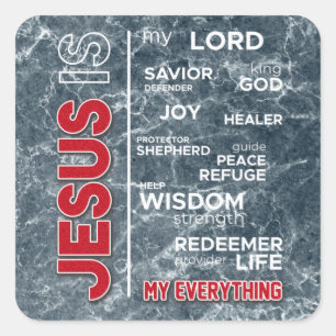 Jesus is my Everything Word Cloud Square Sticker