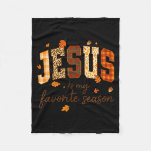 Jesus Is My Favorite Season Fall Christian Leopard Fleece Blanket