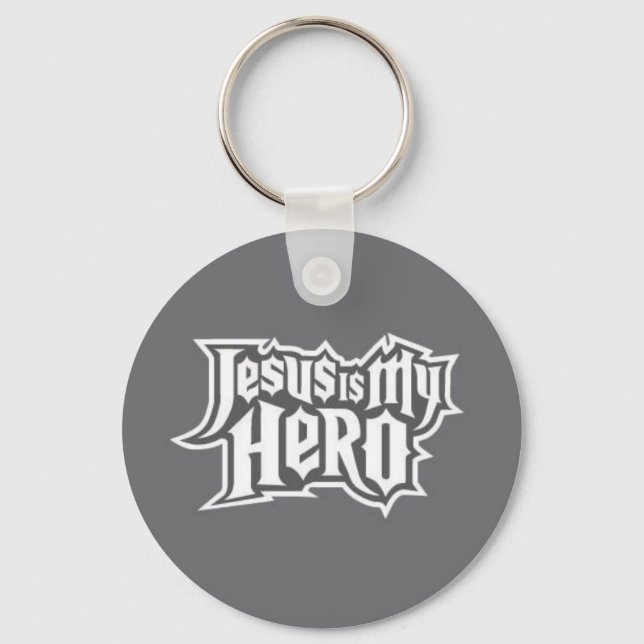 Jesus Is my Hero (Jesus é meu Herói) Key Ring (Front)