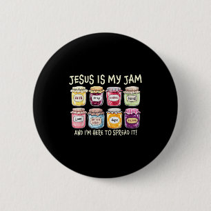 Jesus Is My Jam And Im Here To Spread Christian Bi 6 Cm Round Badge