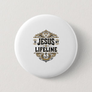 Jesus Is My Lifeline Vintage Christian Shirt Desig 6 Cm Round Badge