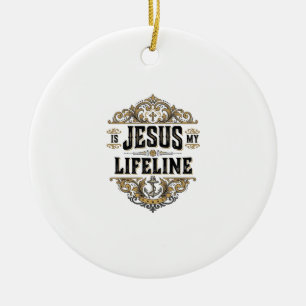 Jesus Is My Lifeline Vintage Christian Shirt Desig Ceramic Tree Decoration