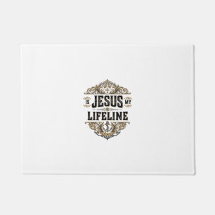 Jesus Is My Lifeline Vintage Christian Shirt Desig Doormat