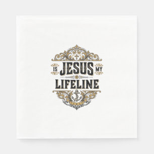 Jesus Is My Lifeline Vintage Christian Shirt Desig Napkin