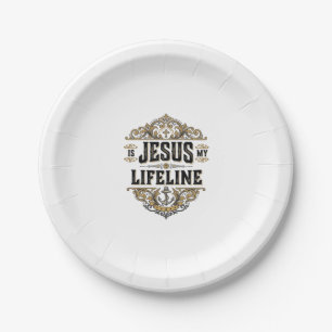 Jesus Is My Lifeline Vintage Christian Shirt Desig Paper Plate