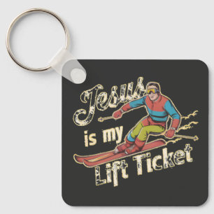  Jesus Is My Lift Ticket Funny Christian Saying  Key Ring