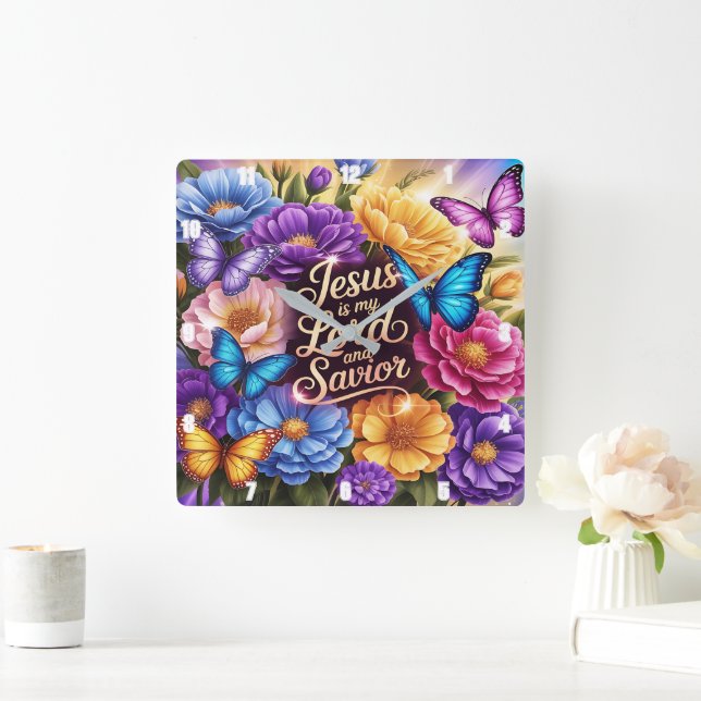 Jesus is my Lord and Saviour Square Wall Clock (Home)