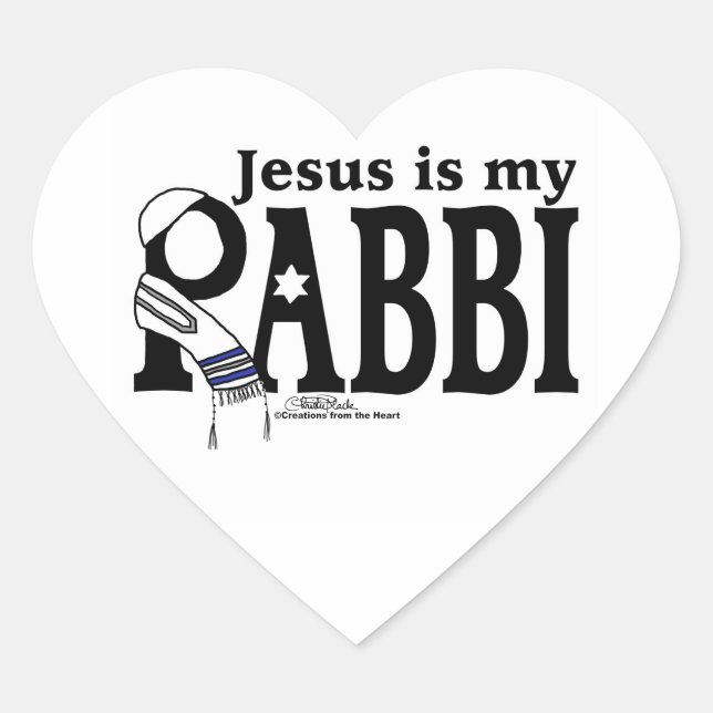 Jesus is my RABBI Heart Sticker (Front)