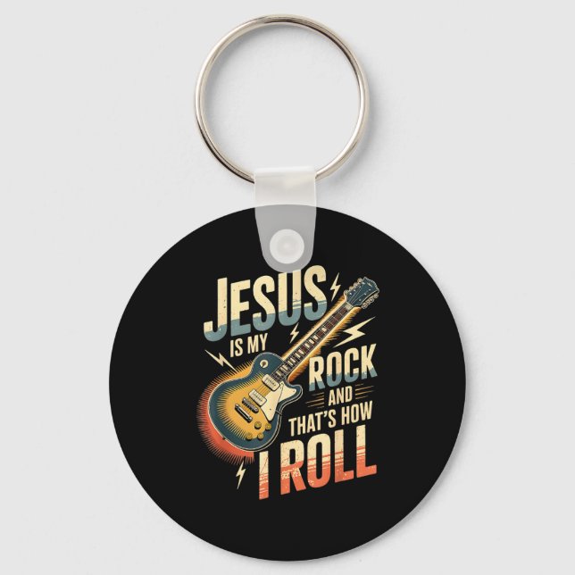 Jesus Is My Rock And That Is How I Roll Christian  Key Ring (Front)