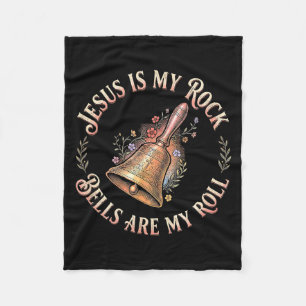 Jesus Is My Rock Bells Are My Roll Funny Handbell Fleece Blanket