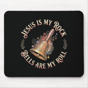 Jesus Is My Rock Bells Are My Roll Funny Handbell Mouse Mat