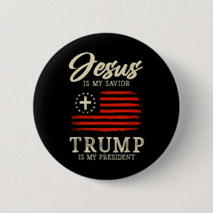 Jesus Is My Savior Trump Is My President Usa Flag 6 Cm Round Badge
