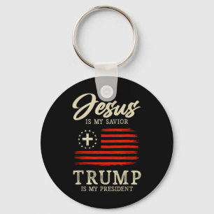 Jesus Is My Savior Trump Is My President Usa Flag Key Ring