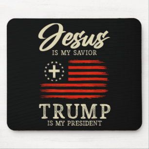 Jesus Is My Savior Trump Is My President Usa Flag Mouse Mat
