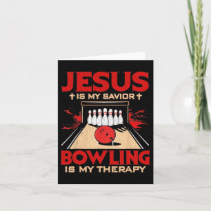 Jesus Is My Saviour Bowling Is My Therapy Vintage Card