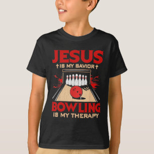 Jesus Is My Saviour Bowling Is My Therapy Vintage T-Shirt